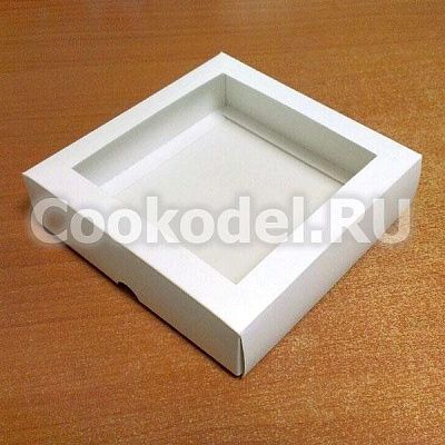 Коробка для пряников Белая с окном 14х14х3,5 см