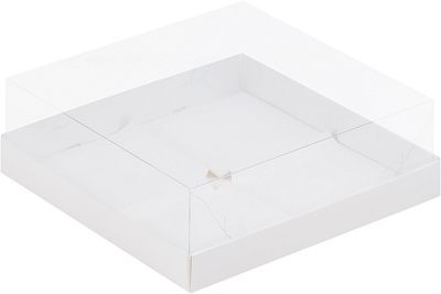Коробка на 4 муссовых пирожных с пластиковой крышкой белая, 17х17х6 см