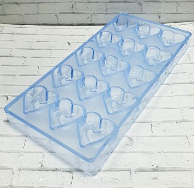 Форма поликарбонатная для конфет "Сердце" 15 ячеек, Китай