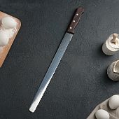 Нож для нарезки бисквита, деревянная ручка, крупные зубцы 35 см (Китай)