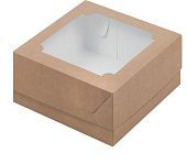 Коробка для зефира и печенья Крафт с окном 20х20х7 см