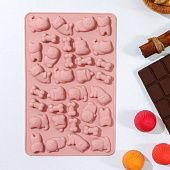 Форма для льда и кондитерских украшений "Домашние питомцы", 19,5х12,5х1 см, 34 ячейки