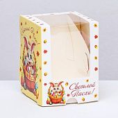 Коробка для кулича с окном "Пасхальный кролик", 12,5х9,5х9,5 см