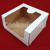 Коробка для торта Белая с окном 18х18х10 см
