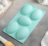 Форма для выпечки «Яйцо», силикон (10х7х3,5 см), 30х17,5 см, 5 ячеек