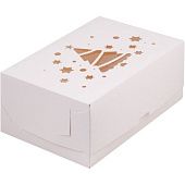 Коробка на 6 капкейков с прозрачным окном белая "Елка", 16х16х10 см