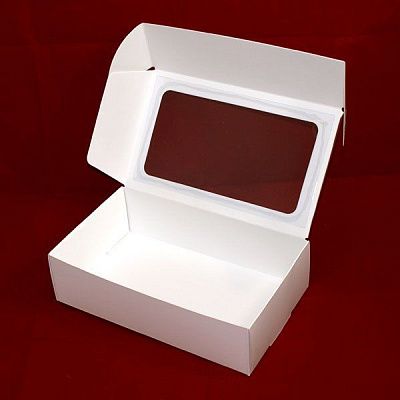 Коробка для эклеров белая с окном 19х12х4 см