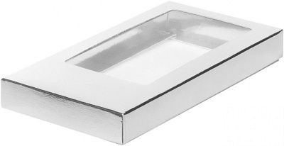 Коробка для плитки шоколада Серебро с окном 18х9х1,7 см