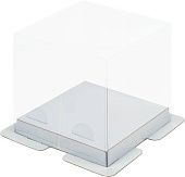 Коробка для торта Премиум белая с прозрачной крышкой 15х15х20 см