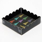 Коробочка для печенья с пластиковой крышкой "Елка желаний", 12х12х3 см