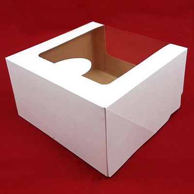 Коробка для торта Белая с окном, 18х18х10 см