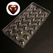 Форма поликарбонатная для конфет "Сердца" (21 ячейка) Китай