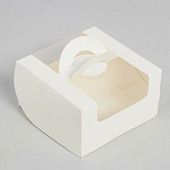 Коробка для бенто-торта с ручкой и окном, 14х14х8 см