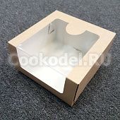 Коробка для торта Крафт с окном 18х18х10 см