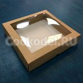 Коробка Крафт  с окном 20х20х4 см