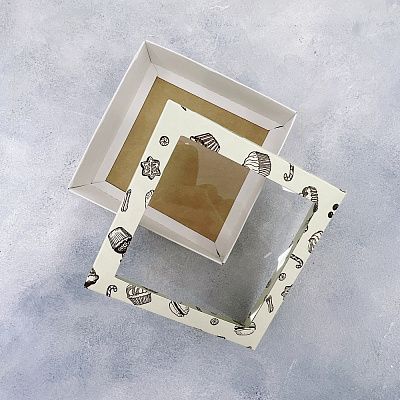 Коробка Сладости с окном, 14х14х3,5 см