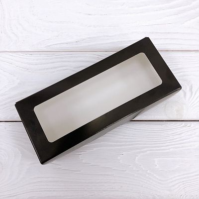 Коробка Табокс-М черная с окном 17х7х4 см