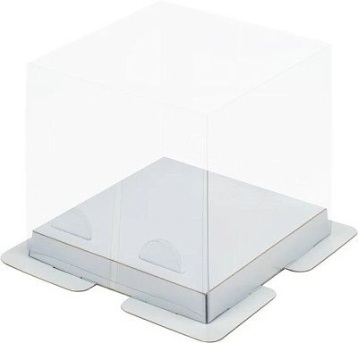 Коробка для торта Премиум белая с прозрачной крышкой, 15х15х20 см