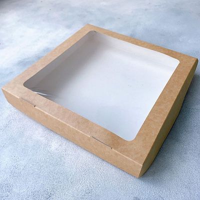 Коробка Табокс Крафт с окном, 26х26х4 см