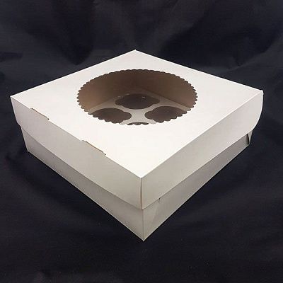 Коробка на 9 капкейков с окном двусторонняя, 25х25х10 см
