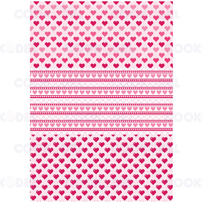 Лист для переноса рисунка на леденцы "Сердечки пиксели, 3 узора" А4