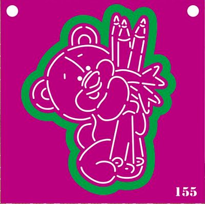 S Форма + трафарет "Мишка с карандашами" 11 см №155