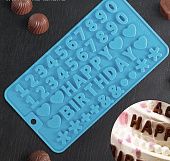 Форма силиконовая для шоколада С днем рождения  21,5х11,5 см 49 ячеек