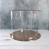 Коробка для торта прозрачная Тубус белая/золото диаметр 30 см высота 25 см