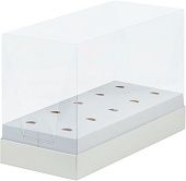 Коробка для 10 кейкпопсов Премиум белая с  пластиковой крышкой 24х11х16 см