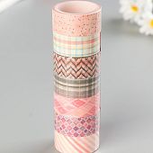 Клейкие ленты для декора оттенки розового 7 шт
