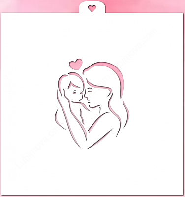 AL Трафарет "Мама с ребенком и сердцем"