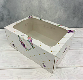 Коробка на 6 капкейков Цветы королевы с окном 10х17х25 см