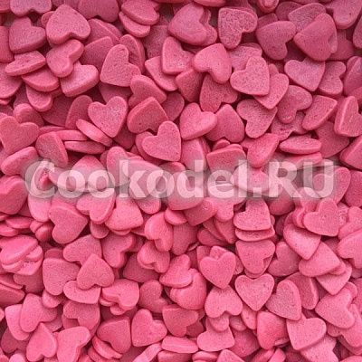 Посыпка "Сердечки розовые 6-7 мм", 100 гр