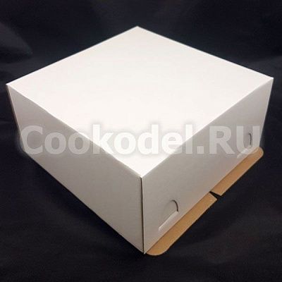 Коробка для торта Белая без окна усиленная, 28х28х14 см