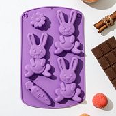 Форма для шоколада и кондитерских украшений «Кролик», 21х13х2 см 5 ячеек