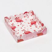 Коробочка для печенья "Фламинго", 12х12х3 см