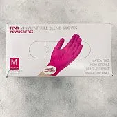 Перчатки одноразовые виниловые Розовые Размер М, 1 пара