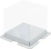 Коробка для торта Премиум белая с прозрачной крышкой 15х15х20 см