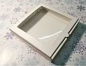 Коробка Белая с окном 20х20х3 см Микрогофрокартон